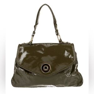 SOLD LIVE! Vintage Badgley Mischka Olive Green Patent Leather Handbag